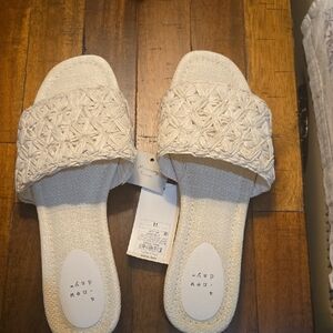 a new day Cream Woven Slide Sandals